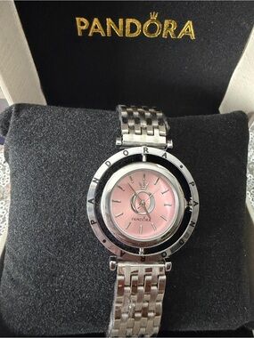 Pandora Silver Bracelet Watch with Pink Dial